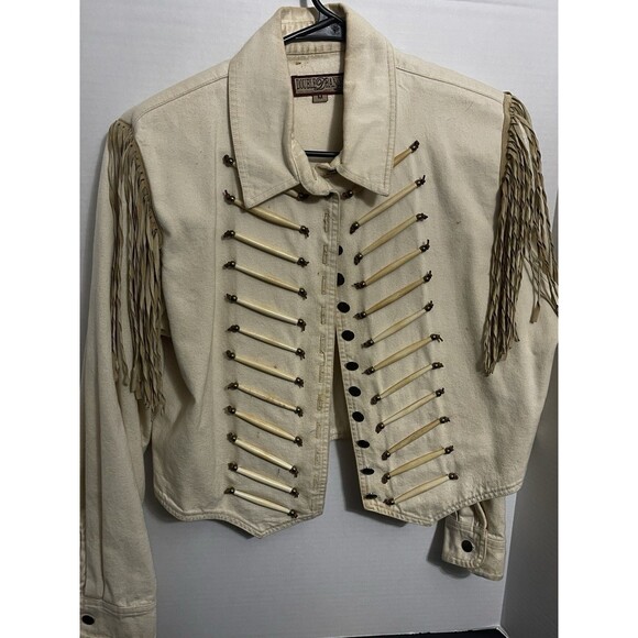 Double D Ranch Jackets & Blazers - Double D Ranch Western 100 Cotton Bone Detail Fringe Size Medium (Read)